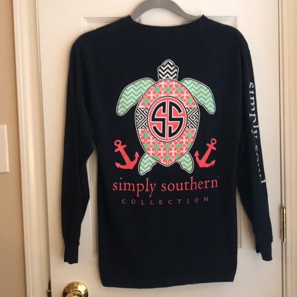 Long Sleeve Black Turtle Simply Southern Shirt - Picture 1 of 7